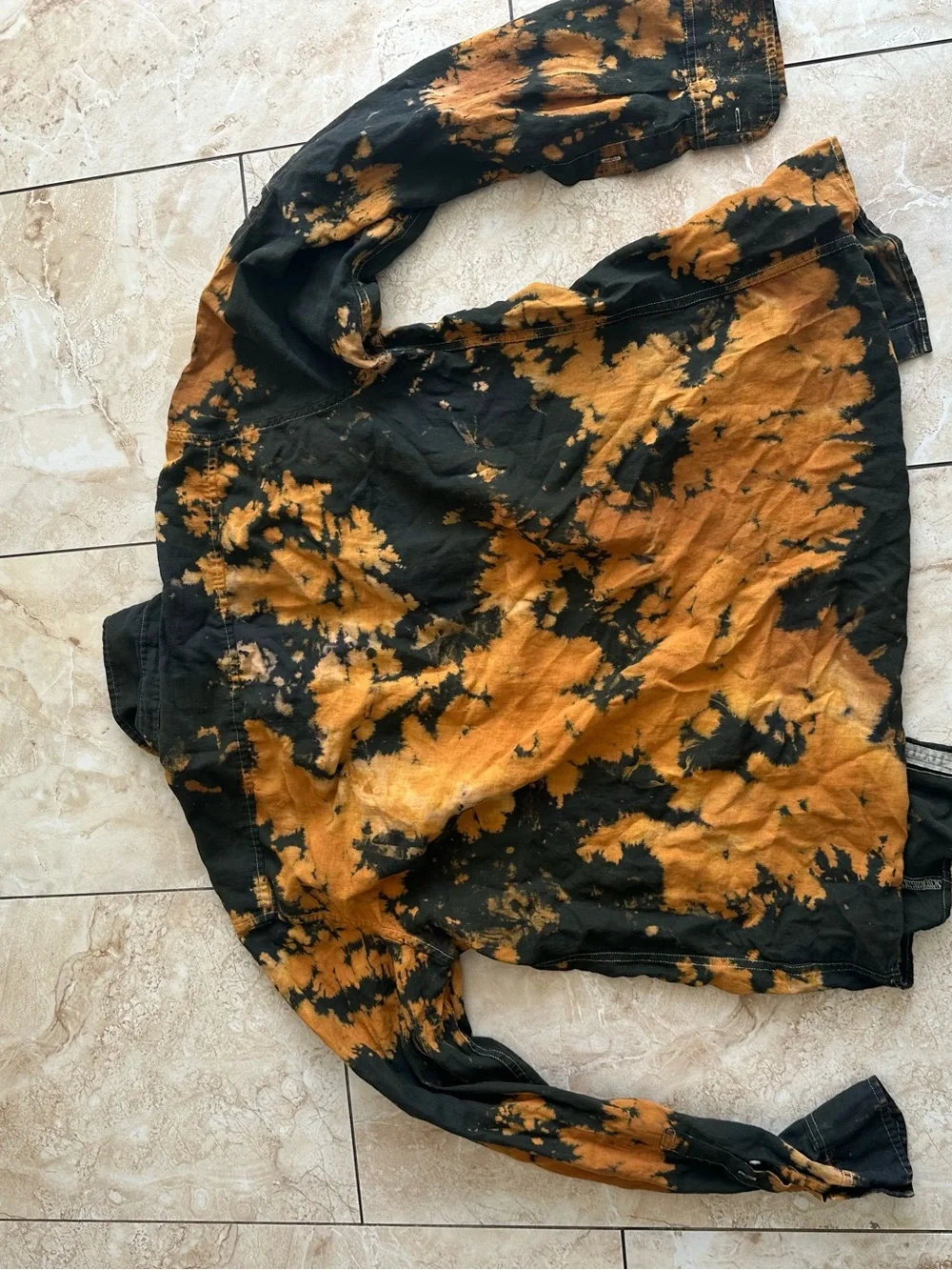 Michael Kors Black and Orange Tie-Dye Button-Front Shirt Jacket